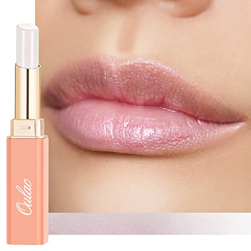 Oulac 2 in1 Schimmernder Lippenstift und Lip Balm Weiß, Saftiger und Glänzender lippenpflege Lippenstift, Hydratisierte Lippen, Glänzendes Finish für Trockene, Rissige und Spröde Lippen, Vegan (S03) von Oulac