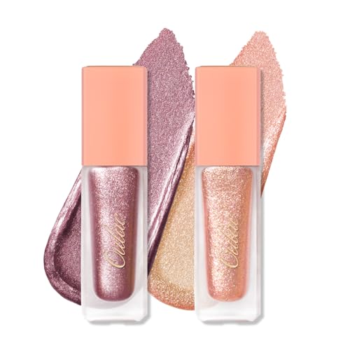 Oulac Flüssig-Lidschatten-Set Glitzer Metallic Lidschatten zum Aufhellen der Augen| Liquid Eyeliner mit Funkeln Glitzer Finish Glattes Schimmer Augen Make-up| Vegan& Cruelty-Free 2Pcs von Oulac