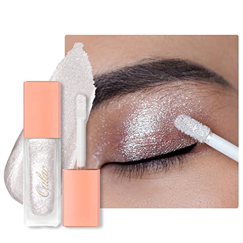 Oulac Glitzer Lidschatten Flüssig| Icy White Lidschatten Liquid Eyeliner mit feinem Funkeln| Transparent Glitzer Finish Glattes Schimmer Make-up| Vegan& Cruelty-Free, 5.4g (27) von Oulac