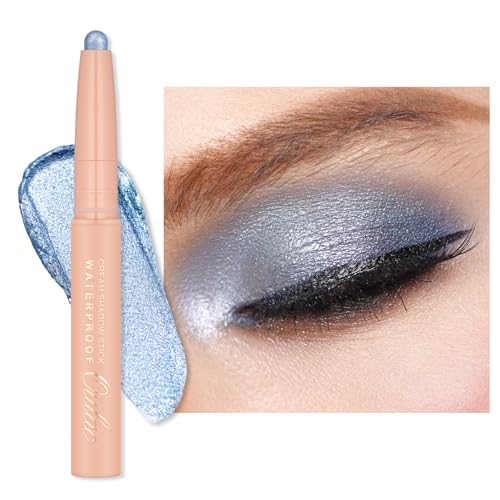 Oulac Lidschatten Blau Wasserdicht, Drehbarer Lidschatten-Stift Hält 24 Stunden+, Metallic Finish, Vegan 3.6g (18) Careless Whisper von Oulac