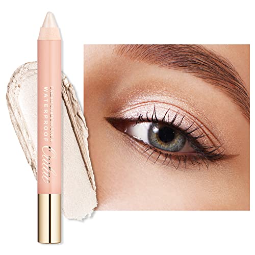 Oulac Lidschatten Stift Wasserdicht|Hochpigmentierter Lidschatten|Langanhaltend und Glatt|Schimmerndes Finish|Make-up Für Faltenfreie Augen|Vegan&Cruelty-Free| Creme Weiß 3.8g (01) von Oulac