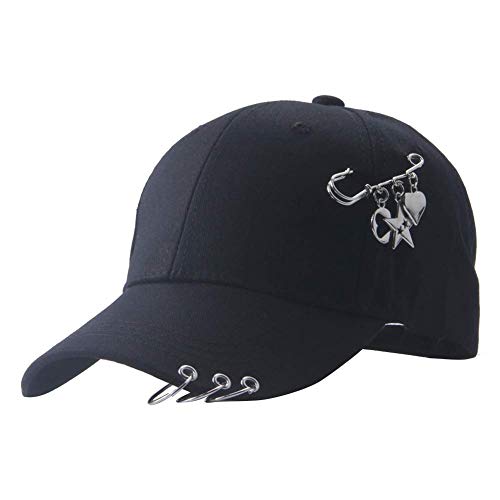 Unisex-Ringe Baseballmütze Hysteresen Hip Hop Kpop Einstellbare Trucker-mütze Kreative Piercing Ring Punk-Hut Für Frauen-männer von Oulensy