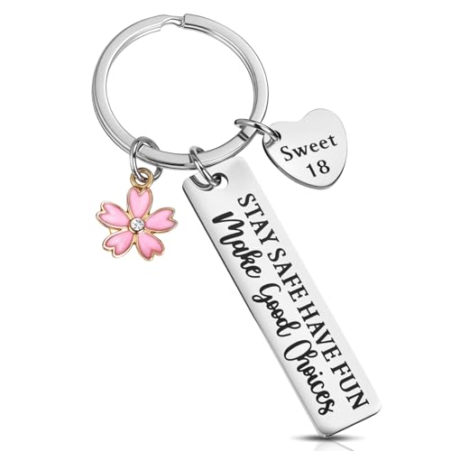 Ouligay 18 Schlüsselanhänger 18 Geburtstag Mädchen Geschenk Inspirierende Geschenke 18th Geburtstag Deko Geburtstagsgeschenk für Mädchen Tochter Schwester Beste Freundin von Ouligay