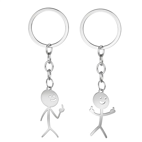 Ouligay 2 Mittelfinger Schlüsselanhänger Lustig Geschenke für Paare Paar Beste Freundin, Lustige Schlüsselanhänger Auto Witzig Middle Finger Anhänger Keychain Mittelfinger Geschenk für Sie Ihn von Ouligay