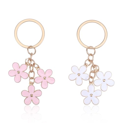 2 Stück Blume Schlüsselanhänger Aesthetic Cute Bag Charms Süß Rosa Tasche Anhänger für Mädchen Damen Taschenanhänger für Frauen Beste Freundin Geburtstag Geschenke Kollegen Erzieherin Lehrer von Ouligay