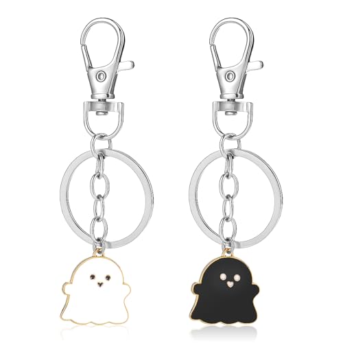 Ouligay 2 Stück Partner Schlüsselanhänger Geist Süß Geist Freund Schlüsselanhänger für Paar Freundschaft Pärchen Paare Beste Freundin Geschenk Keychain für Sie Ihn Oster Halloween Valentinstag von Ouligay