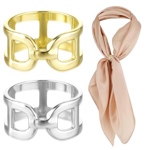 Ouligay 2 Stück Tuch Ringe Damen Schalringe Tuchring Einfach Schal Ringe Clip Doppel-D-Form Schal Ring Schnalle Scarf Ring Clip Schal Verschluss Wrap Halter für Schal Halstuch Kleidu von Ouligay
