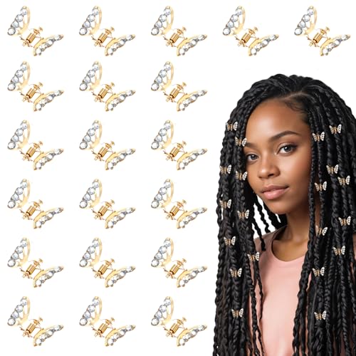 Ouligay 20 Stück Mini Schmetterling Haarspange Haarschmuck Gold Dreadlocks Schmuck Haar Festival Kleine Metall Haarspangen Klein Strass Haarklammern Schmetterling Haarklammer für Damen Mädchen von Ouligay