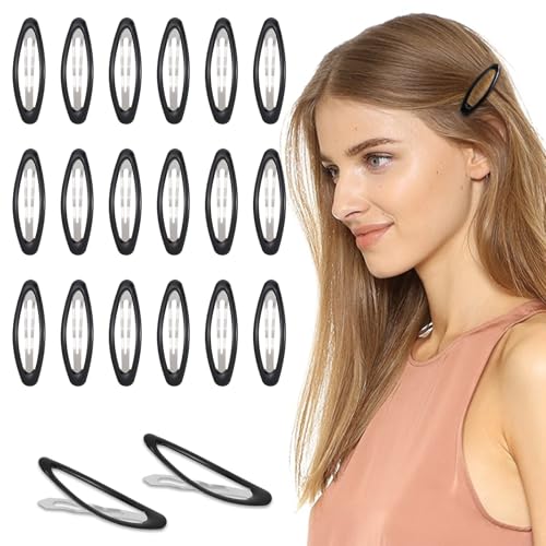 Ouligay 20 Stück Schwarz Haarspangen Mädchen 7cm Snap Haarspangen Damen Dünnes Haar Rutschfest Haarspange Metall Snap Clips Einfache Vintage Haarklammern Schwarz für Kinder Mädchen Damen von Ouligay