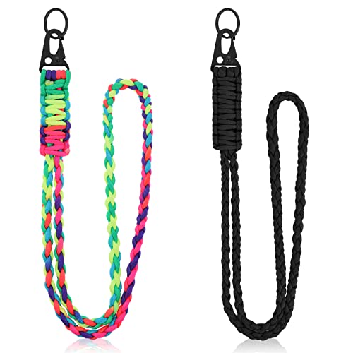 Ouligay 2 Stück Paracord Schlüsselanhänger Paracord Lanyard Schlüsselband Umhängeband Lang Neck Lanyard Schlüsselanhänger Schlüsselband mit Karabiner für Schlüssel Ausweis Handy Kamera von Ouligay