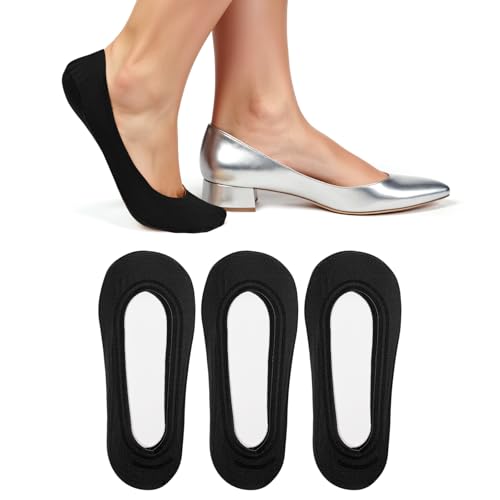 Ouligay 3 Paar Ballerina Socken Damen Unsichtbare Füßlinge Damen Atmungsaktiv Eisseide Sneaker Socken Frauen Rutschfeste No Show Sommer Kurze Füßlinge für Flats Loafers Heels, Einheitsgröße von Ouligay