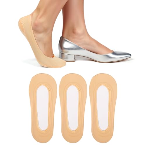 Ouligay 3 Paar Unsichtbare Füßlinge Damen Atmungsaktiv Ballerina Socken Eisseide Sneaker Socken Damen No Show Rutschfest Sommer Kurze Füßlinge für Flats Loafers Heels, Einheitsgröße von Ouligay