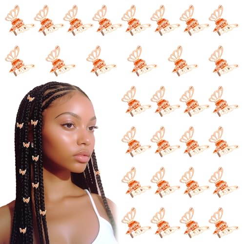 Ouligay 30 Stück Kleine Haarklammern Gold Schmetterling Haarklammer Klein Metall Haarspangen Damen Klein, Schmetterling Mini Haarspange, Haarschmuck Gold für Dreadlock Damen Mädchen von Ouligay