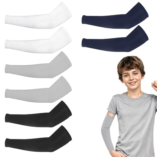 Ouligay 4 Paar Kinder Arm Sleeve UV Sonnenschutz Ärmel Ärmlinge Uv Schutz Armstulpen Sommer UPF 50+ Armsleeve Kühlung Armlinge für Mädchen Jungen Volleyball Basketball Fußball Golf von Ouligay