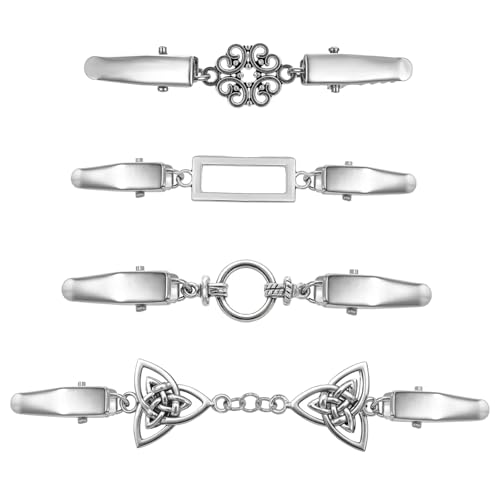 Ouligay 4 Stück Cardigan Clips für Kleidung, Metall Cinch Clip, Silber Waist Clips, Vintage Brosche Strickjacke Kragen Clip Damen für Pullover Kleider Strickjacken Hemden Schals Tücher von Ouligay