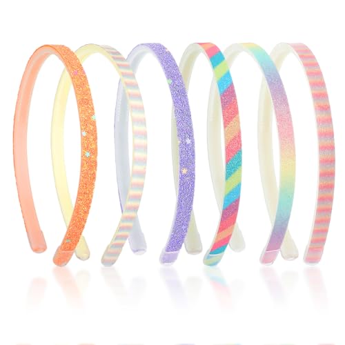 Ouligay 6 Stück Stern Stirnbänder Glitzer Regenbogen Haarreif Kinder,Pailletten Haarreifen Mädchen,Schmales Haarreif Mädchen für Kleinkinder Haarschmuck Daily Party von Ouligay