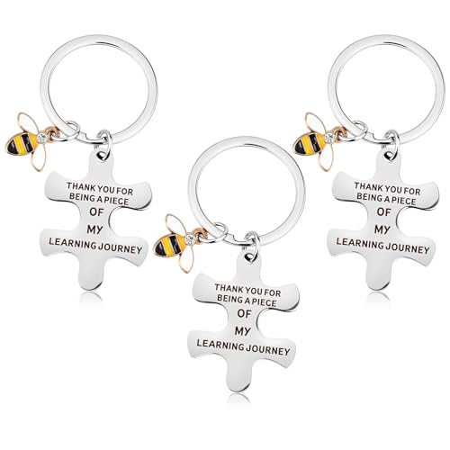 Ouligay 3 Stück Schlüsselanhänger Biene Lehrergeschenke Schlüsselanhänger Abschiedsgeschenk Lehrerin Biene Dankeschön Geschenk Lehrer Anerkennungsgeschenk Bee Keychain für Abschlussfeier Weihnachten von Ouligay
