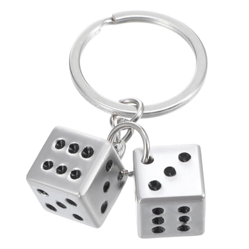 Ouligay Edelstahl Schlüsselanhänger Würfel Metall 3D Silber Schlüsselanhänger Geschenk Beste Freundin Silver Metal Dice Keychain Männer Frauen für Geldbörsen Handtaschen Rucksäcke Weihnachtsgeschenke von Ouligay