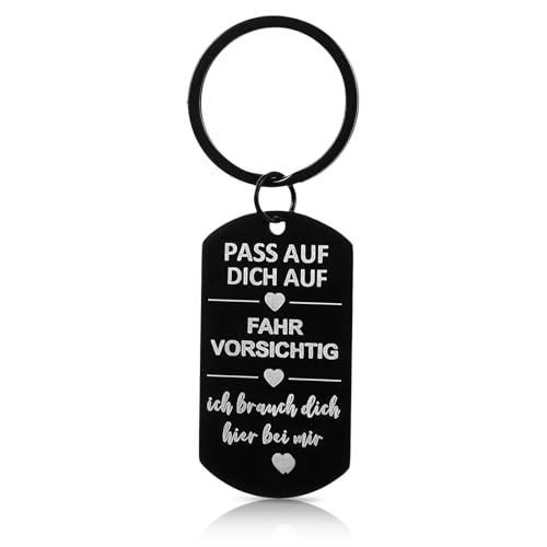 Ouligay Fahr Vorsichtig Schlüsselanhänger Auto Schutzengel Glücksbringer Partner Geschenk Führerschein Bestanden Führerscheinprüfung für Männer Frauen Ihn Freund Ehemann Vater Papa von Ouligay