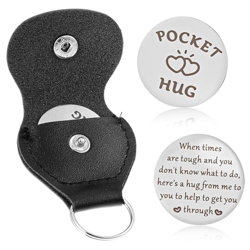 Ouligay Pocket Hug Glücksbringer Prüfung Edelstahl inspirierender Schlüsselanhänger Doppelseitiger Ermutigung Beste Freundin Geschenk Neuer Job gute besserung Für Männer Frauen Motivationsgeschenke von Ouligay