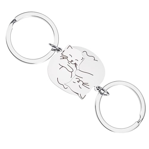 Ouligay Katzen Schlüsselanhänger Partner Katze Paare Pärchen Paar Geschenke für Partnerin Beste Freundin Geburtstag Jahrestag Geschenk für Sie Ihn Frauen Liebesgeschenke Freund Geburtstagsgeschenk von Ouligay