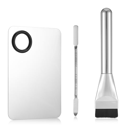 Ouligay Ultra Thin Make Up Foundation Pinsel, Make Up Mischpalette mit Spatel, Edelstahl Foundation Palette für Kosmetika Mischen, Foundation Brush Flach Beauty Geschenke für Frauen Mädchen von Ouligay