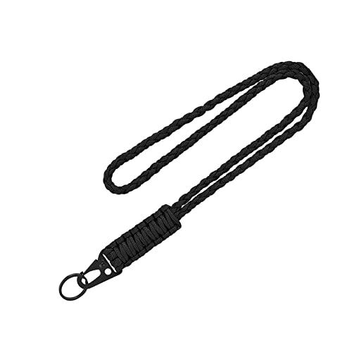 Ouligay Paracord Schlüsselanhänger Schlüsselband Umhängeband Lang Leder Neck Lanyard Langes Handgelenk Paracord Lanyard Key Paracord Armbänder Schlüsselanhänger Paracord für Schlüssel Ausweise Schwarz von Ouligay