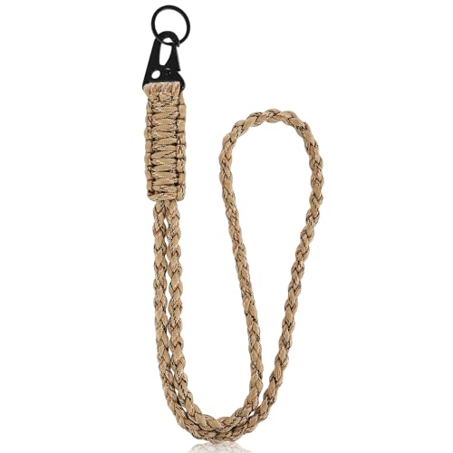 Ouligay Paracord Schlüsselband Lang mit Karabiner Lanyard Schlüsselanhänger Lange Paracord Lanyard für Schlüssel ID Karte Überleben im Freien(Brown) von Ouligay