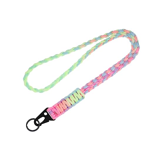 Ouligay Paracord Schlüsselanhänger Schlüsselband Umhängeband Lang Leder Neck Lanyard Langes Handgelenk Paracord Lanyard Key Paracord Armbänder Schlüsselanhänger für Schlüssel Ausweise (Mehrfarbig) von Ouligay