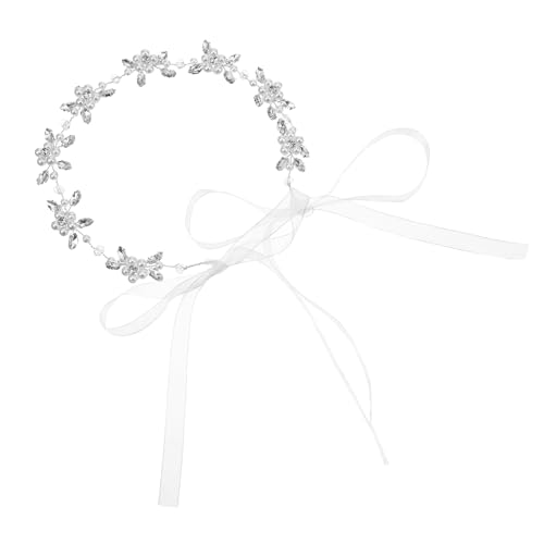 Ouligay Perle Haarschmuck Hochzeit Strass Blumen Haarreif Damen Haarschmuck Kommunion Mädchen Kristall Perle Prinzessin Stirnbänder mit Luftschlangen Braut Kopfschmuck für Hochzeit Geburtstag Party von Ouligay