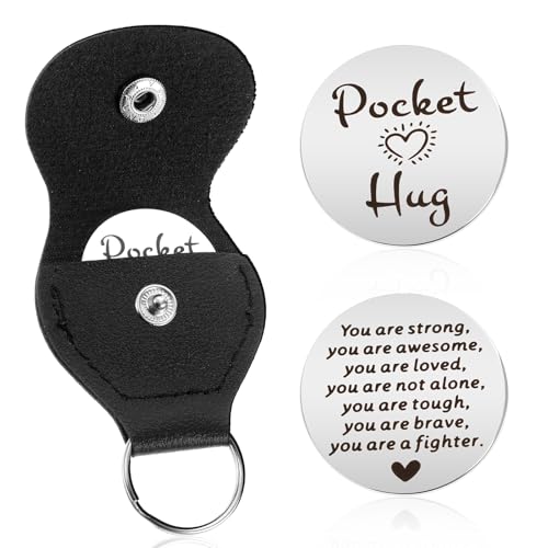 Ouligay Pocket Hug Glücksbringer Prüfung Edelstahl Doppelseitiger inspirierender Schlüsselanhänger Ermutigung Beste Freundin Geschenk Neuer Job gute besserung Für Männer Frauen Motivationsgeschenke von Ouligay