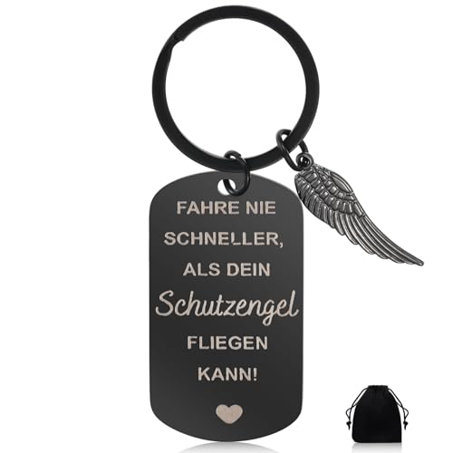 Ouligay Schlüsselanhänger Fahr Vorsichtig Glücksbringer Auto Schutzengel Schlüsselanhänger Edelstahl Führerschein Bestanden Geschenk Führerscheinprüfung für Männer Frauen Ihn Freund Ehemann Vater Papa von Ouligay