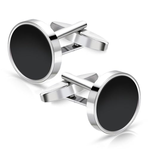 Ouligay Manschettenknöpfe Herren Manchettenknoepfe Schwarz Cufflinks for Men Schwarze Hochzeit Klassische Manschettenknöpfe Hochzeit Tanzparty Business von Ouligay