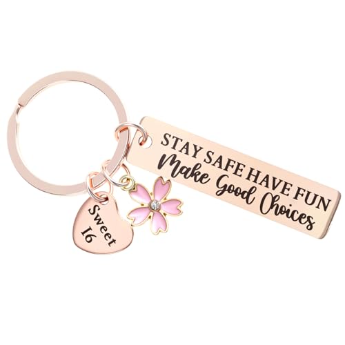 Ouligay Sweet 16 Schlüsselanhänger 16 Geburtstag Mädchen Geschenk Inspirierende Geschenke 16th Geburtstag Deko Geburtstagsgeschenk für Mädchen Tochter Schwester Beste Freundin von Ouligay