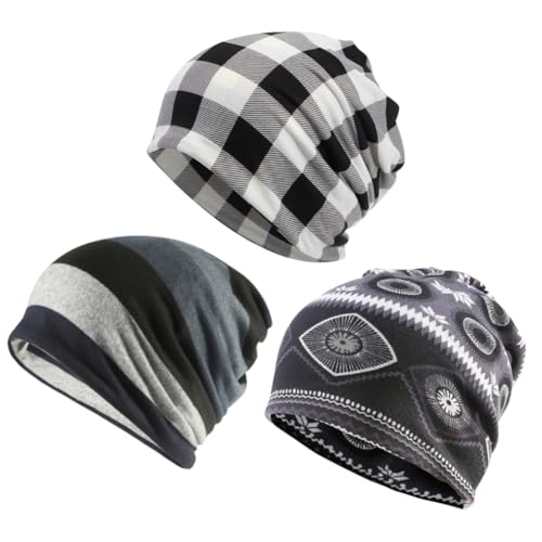 Oulitigy Chemo Hut für Unisex Haarausfall Turbane Beanie Hüte 3 Pack Krebs Schals Bandanas Haarausfall Beanie Hut von Oulitigy