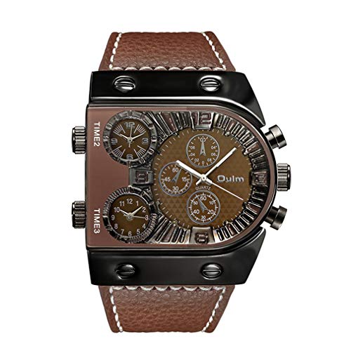 Oulm Herren Steampunk Skelett Automatik Mechanische Legierung Edelstahl Leder Uhr CH164 braun von Oulm