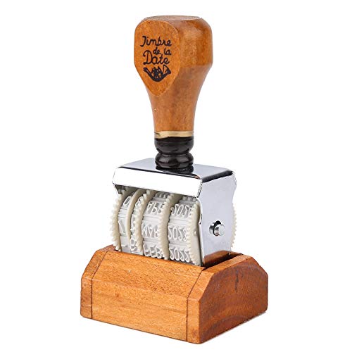 Stempel Vintage Holzgriff Datum Stempel Rolling Rad Rad Stempel Datumsstempel Vintage Roller Datumsstempel Diy Prozesskarte von Oumefar