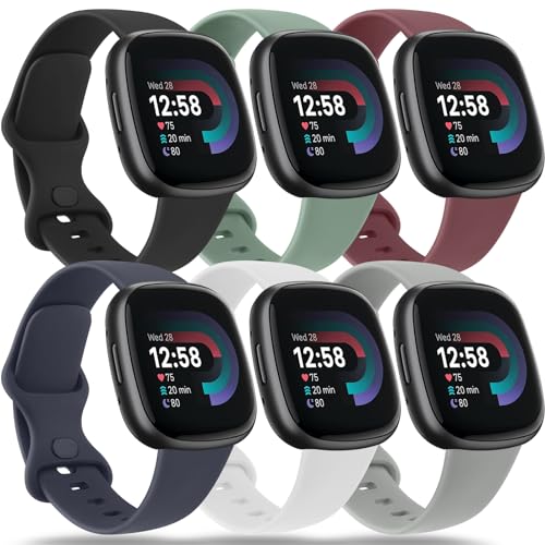 Oumida 6 Stück Armband für Fitbit Versa 3 Armband/Fitbit Versa 4 Armband/Fitbit Sense Armband/Fitbit Sense 2 Armband, Weiches Silikon Sport Ersatzarmband für Damen und Herren (L, APack) von Oumida