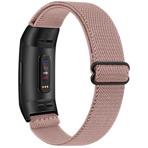 Oumida Armband für Fitbit Charge 4 Armband/Fitbit Charge 3 Armband, Weiches Elastisch Nylon Ersatzarmband für Fitbit Charge 3 Armband/Fitbit Charge 4 Armband für Damen Herren (Rosa) von Oumida