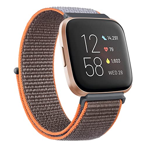 Oumida Kompatibel mit Fitbit Versa 2 Armband/Fitbit Versa Armband für Damen Herren, Ersatzarmband Nylon Sport Loop Uhrenarmband für Fitbit Versa 2/Fitbit Versa/Versa Lite, Leuchtendes Orange von Oumida