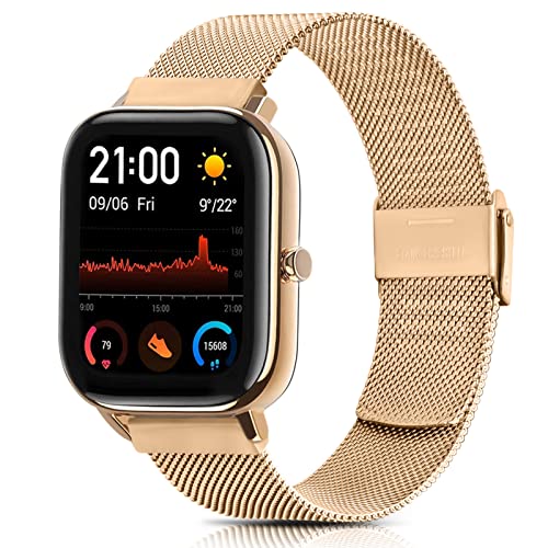 Oumida für Amazfit GTS 2 Mini Armband/Amazfit GTS 4 Mini Armband für Herren Damen, Edelstahl Mesh Metall Ersatzbänder für Amazfit GTS 2/GTS 3/GTS 4/GTS 2e (Roségold) von Oumida