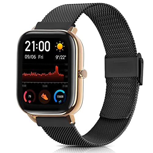 Oumida für Amazfit GTS 2 Mini Armband/Amazfit GTS 4 Mini Armband für Herren Damen, Edelstahl Mesh Metall Ersatzbänder für Amazfit GTS 2/GTS 3/GTS 4/GTS 2e (Schwarz) von Oumida