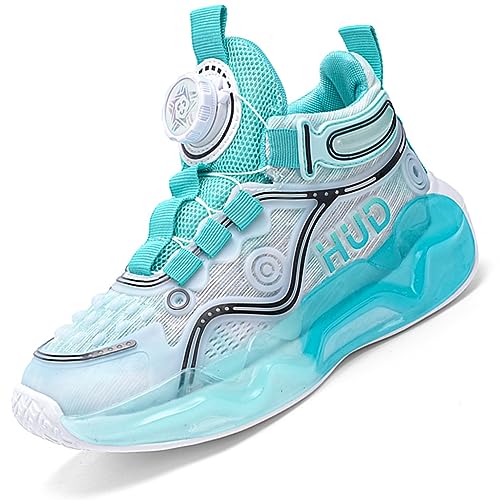 Basketballschuhe Kinder für Jungen und Mädchen High Top Outdoor Sportschuhe Atmungsaktive Turnschuhe Sneaker BlauWeiß EU 34 von Ouoruee