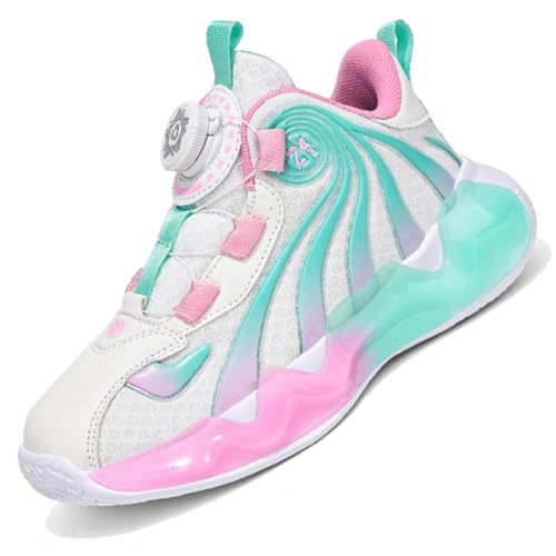 Basketballschuhe Kinder für Jungen und Mädchen High Top Outdoor Sportschuhe Atmungsaktive Turnschuhe Sneaker Rosa EU 34 von Ouoruee