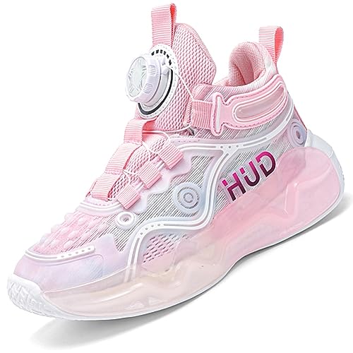 Basketballschuhe Kinder für Jungen und Mädchen High Top Outdoor Sportschuhe Atmungsaktive Turnschuhe Sneaker WeißRosa EU 33 von Ouoruee