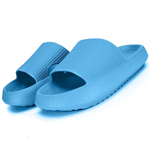 Cozislides Original Damen Herren Kinder Pillow Slippers Slides Hausschuhe Unisex Sandalen rutschfest Badeschuhe Schlappen Home Pantoffeln BZ500101Blau EU 32/33 von Ouoruee