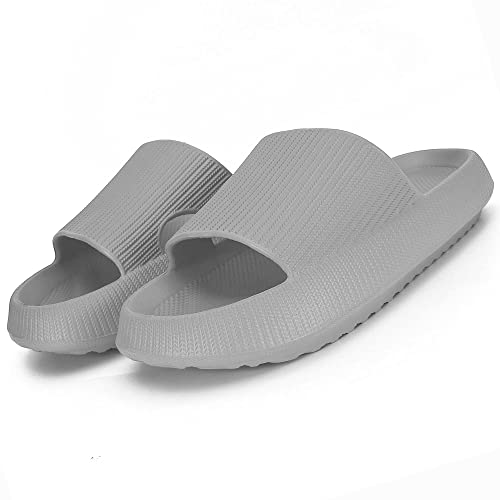 Cozislides Original Damen Herren Kinder Pillow Slippers Slides Hausschuhe Unisex Sandalen rutschfest Badeschuhe Schlappen Home Pantoffeln BZ500101Grau EU 32/33 von Ouoruee