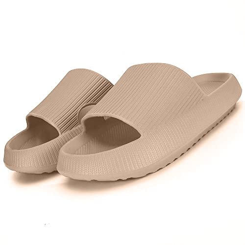 Cozislides Original Damen Herren Kinder Pillow Slippers Slides Hausschuhe Unisex Sandalen rutschfest Badeschuhe Schlappen Home Pantoffeln BZ500101Khaki EU 32/33 von Ouoruee