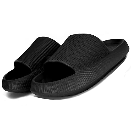 Cozislides Original Damen Herren Kinder Pillow Slippers Slides Hausschuhe Unisex Sandalen rutschfest Badeschuhe Schlappen Home Pantoffeln BZ500101Schwarz EU 34/35 von Ouoruee