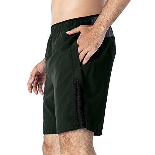 Herren Kurze Sporthose mit Taschen Reißverschluss Schnell Trocknend Loose Fitness Sport Shorts 415ArmeeGrün 3XL von Ouoruee